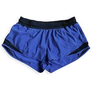 LULULEMON HOTTY HOT II SHORTS 2.5" MOROCCAN BLUE/BLACK Size 10 Yoga Gym Running
